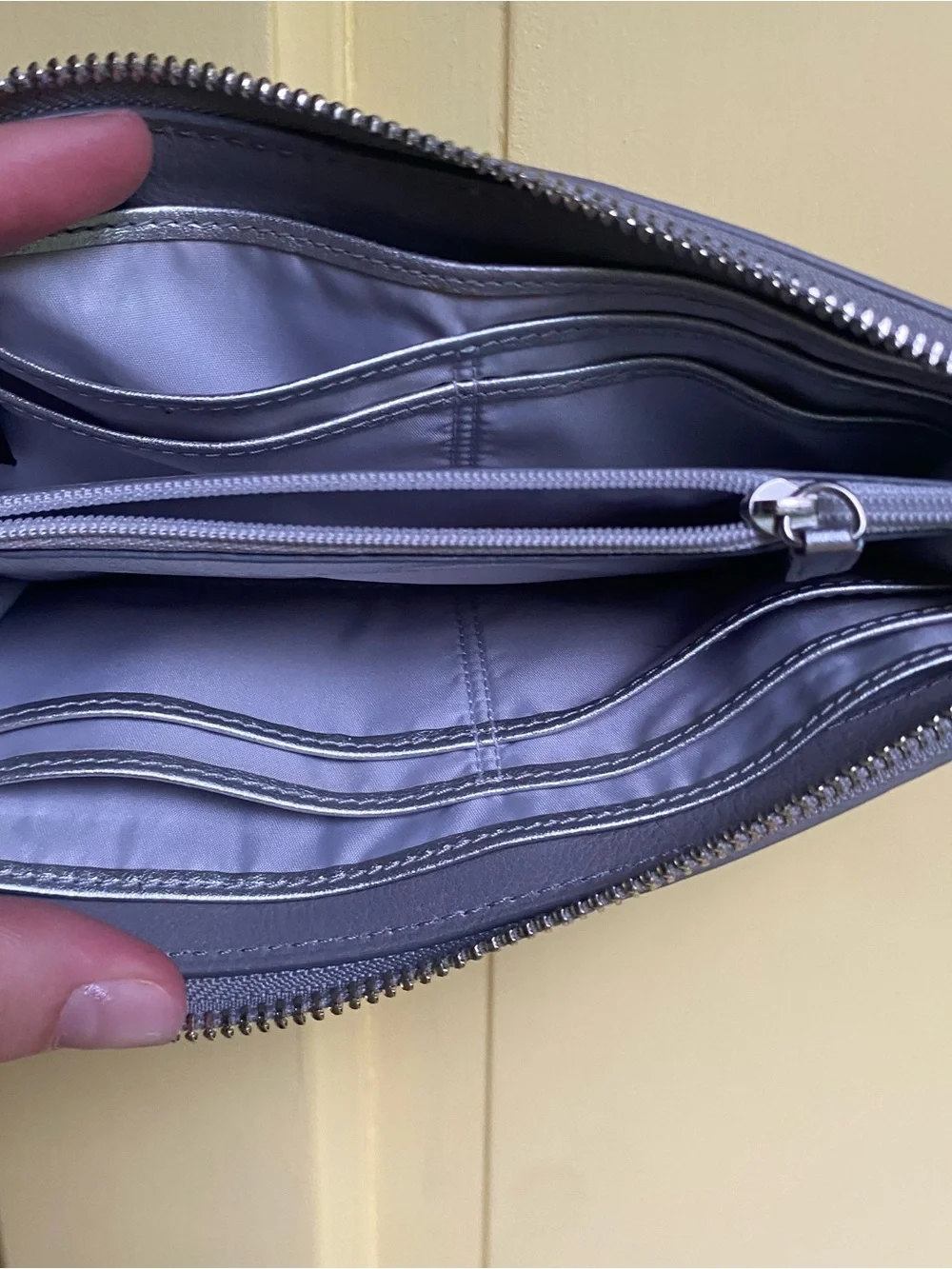 Coach Y2K Gray Wallet with Signature Jacquard & Leather Trim